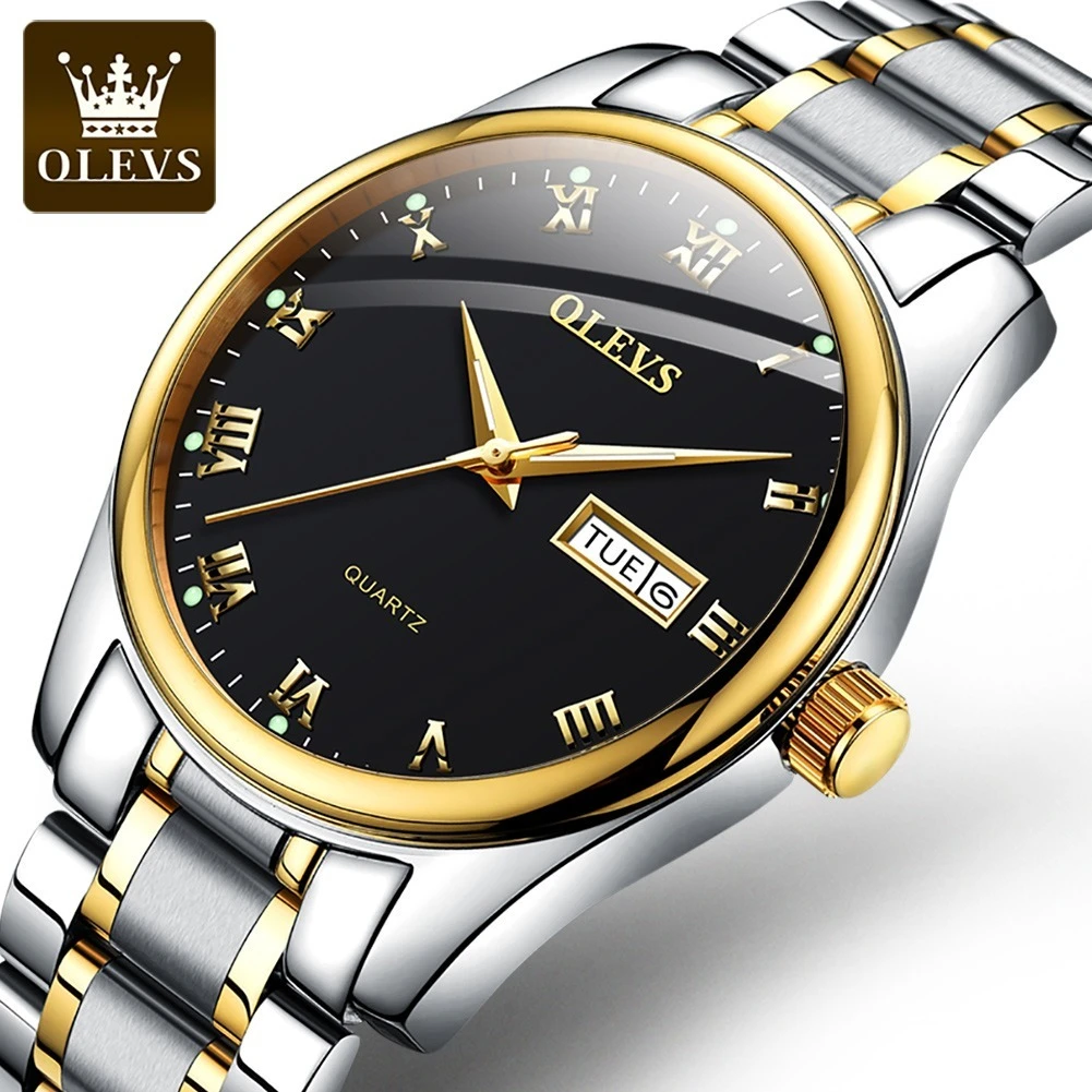 

OLEVS 5568 Business Quartz Watch Gift Alloy Watchband Round-dial Week Display Calendar Luminous