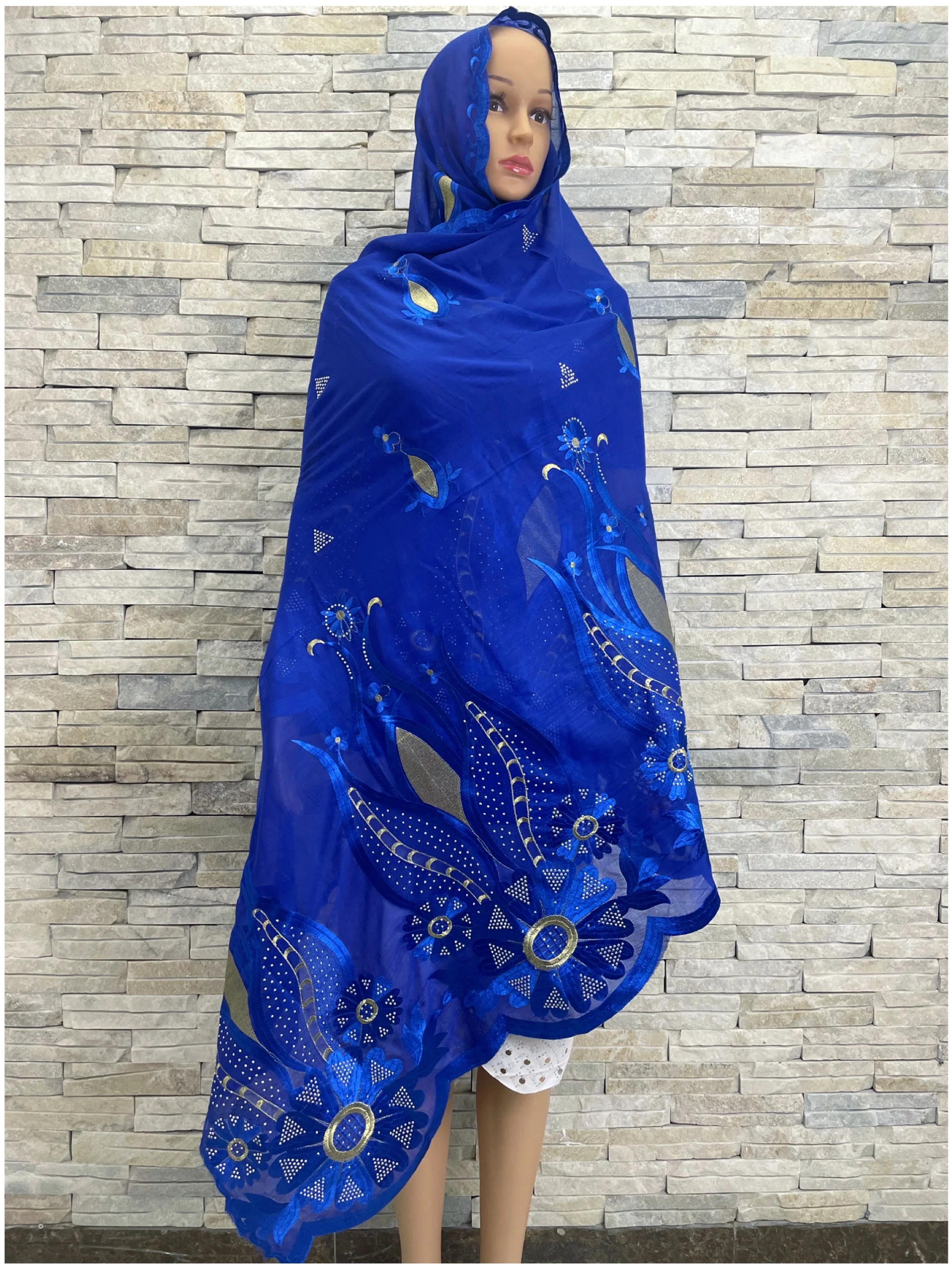 

2023 New Muslim Ramadan Hijab Femme Musulman Foulard Diamond Hijabs For Women African Islam Cotton Embroider Scarf Shawl