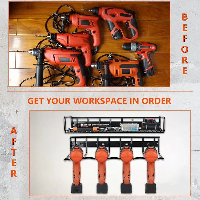 Hand Power Tool Organizer Rack Wall Mounted Rustproof Tool Shelf Electric Drill Holders Heavy Duty For Workshop Garage tool organizer wrench organizer screwdriver organizer power tool holder