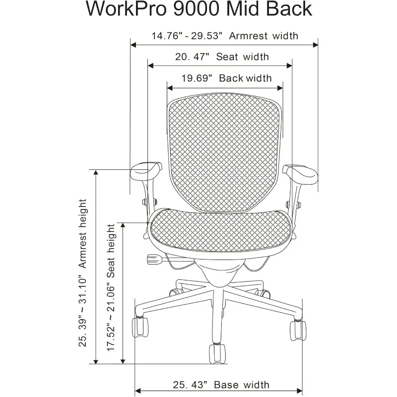 WorkPro® Quantum 9000 Series Ergonomic Mid-Back Mesh/Mesh Chair, Black 3