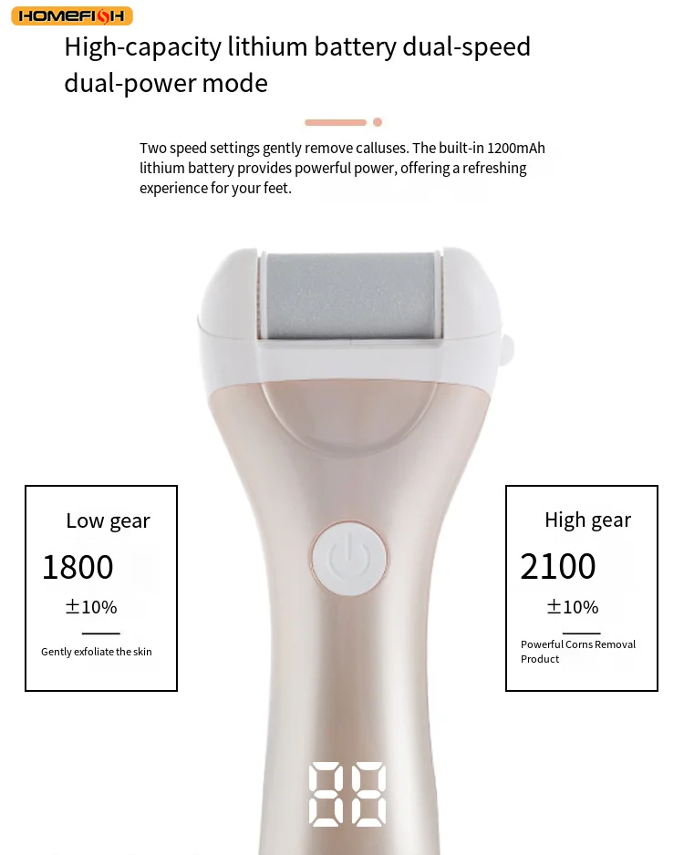 Electric Foot File Rechargeable Callus Remover With Power Display_voghion.com