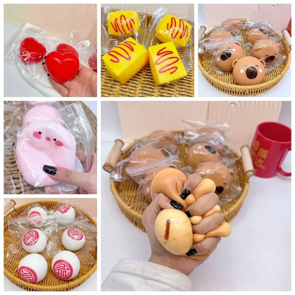 

1pc Relaxed Capybara Squeeze Toy Chinese Style Silicone Vent Squeezing Toys Japanese Style White Cake Food Toy Office Workers