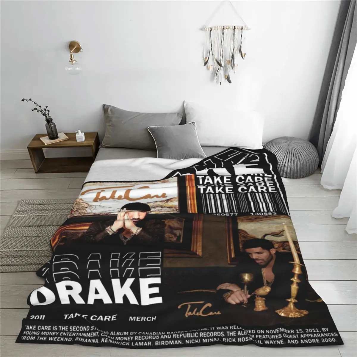 Drake Take Care Album Blankets Flannel Printed Hip Hop Rapper Drizzy Cozy Soft Throw Blankets for Bedding Office Rug Piece 3