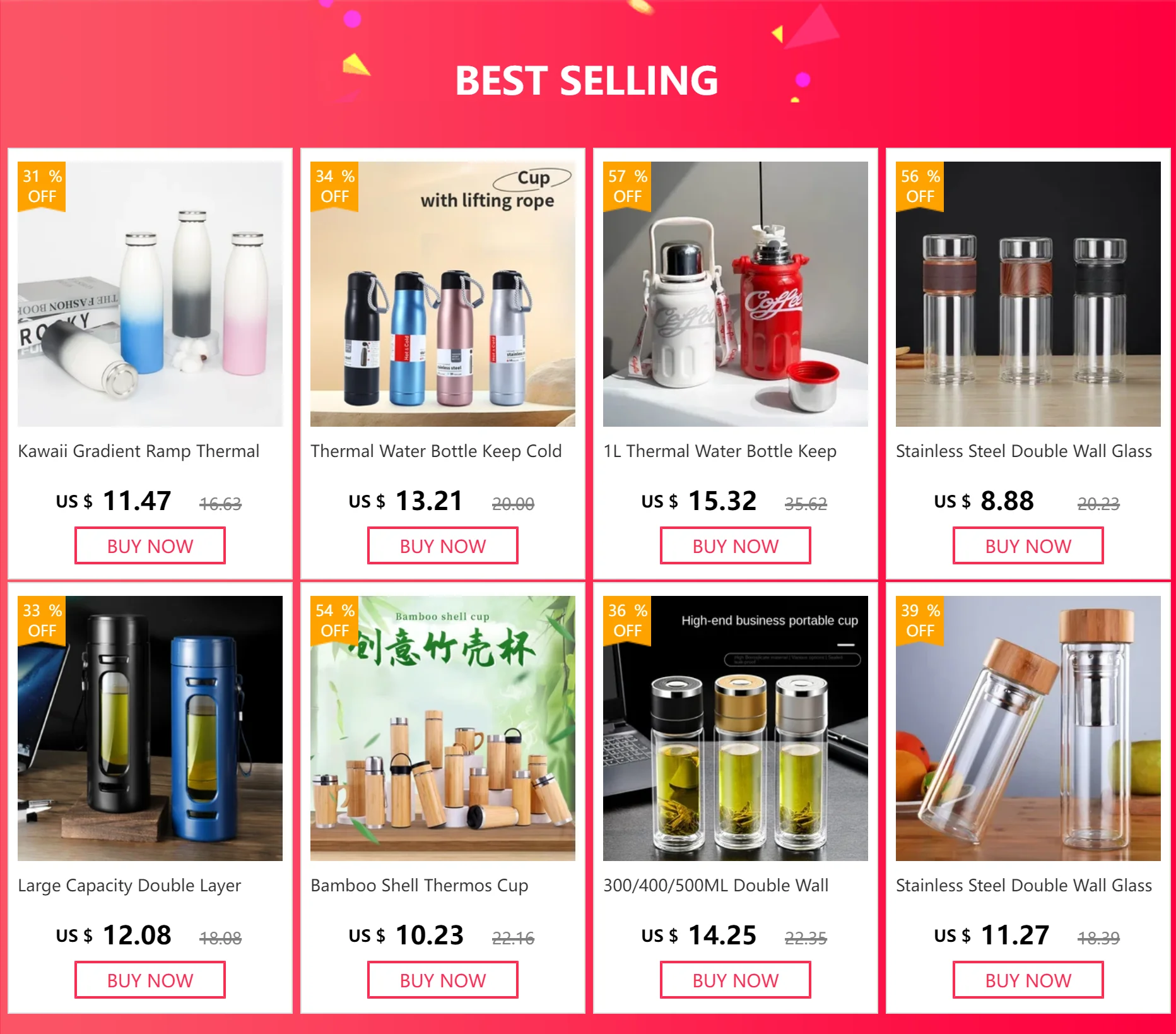 Description Picture 2 of itemStainless Steel Double Wall Glass Water Bottle Filters Bamboo Lid Travel Home Tea Infuser Office Thicken Tea Cup 300/400/500ML