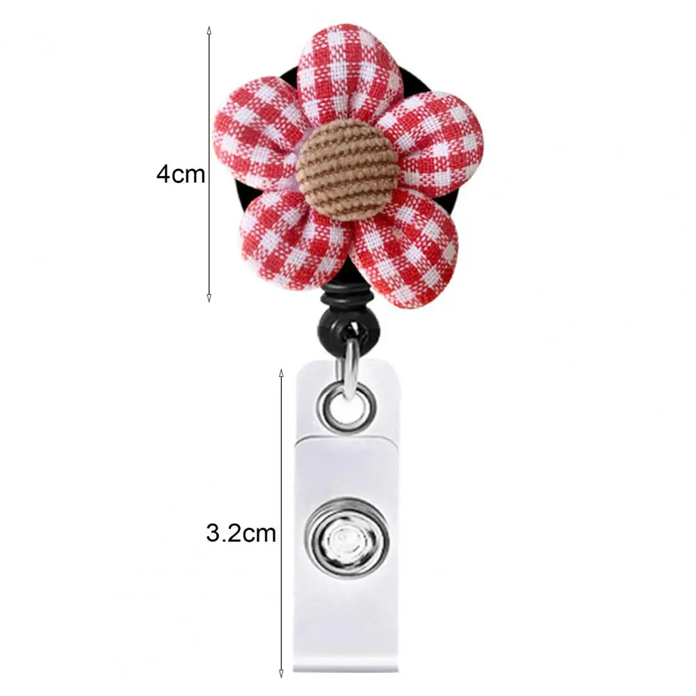 Badge Holder Rotating Pull Clasp Design Sackcloth Retractable Flower Decorative Badge Reel School Supplies 