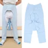 Open Crotch Bedridden Trousers Cotton Full Open Down Elastic Waist Soft Dragonfly Print Patient Bedridden Pants for Disability 2