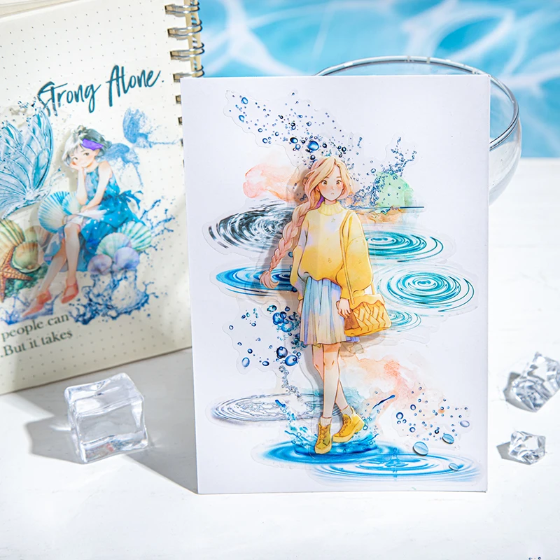 8cm/2M Sea Wave PET Scrapbooking Supplies Journal Sticker Masking Tape Painting Decorative Adhesive Tape Aesthetic Stationery 6