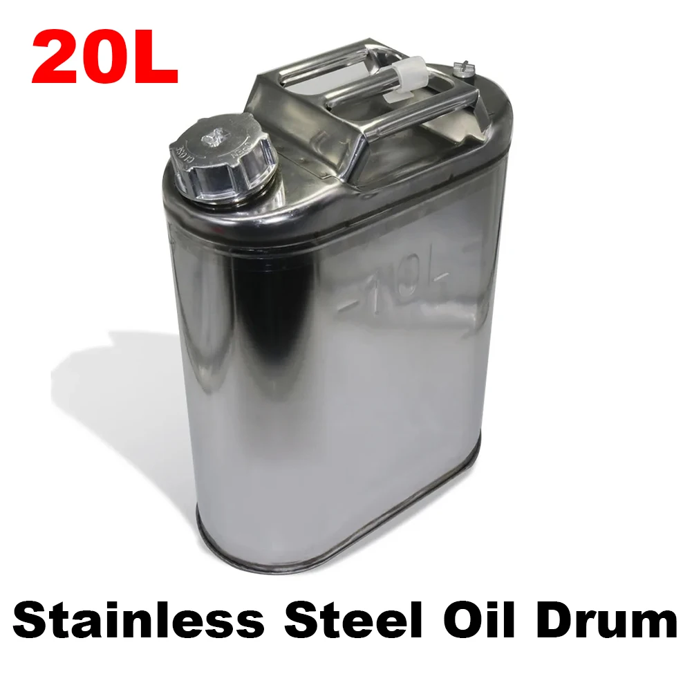 20L Stainless Steel Gasoline Barrel Fuel Tank Jerry Can Gasoline Car Backup Container Motorcycle Edible Fuel Tank