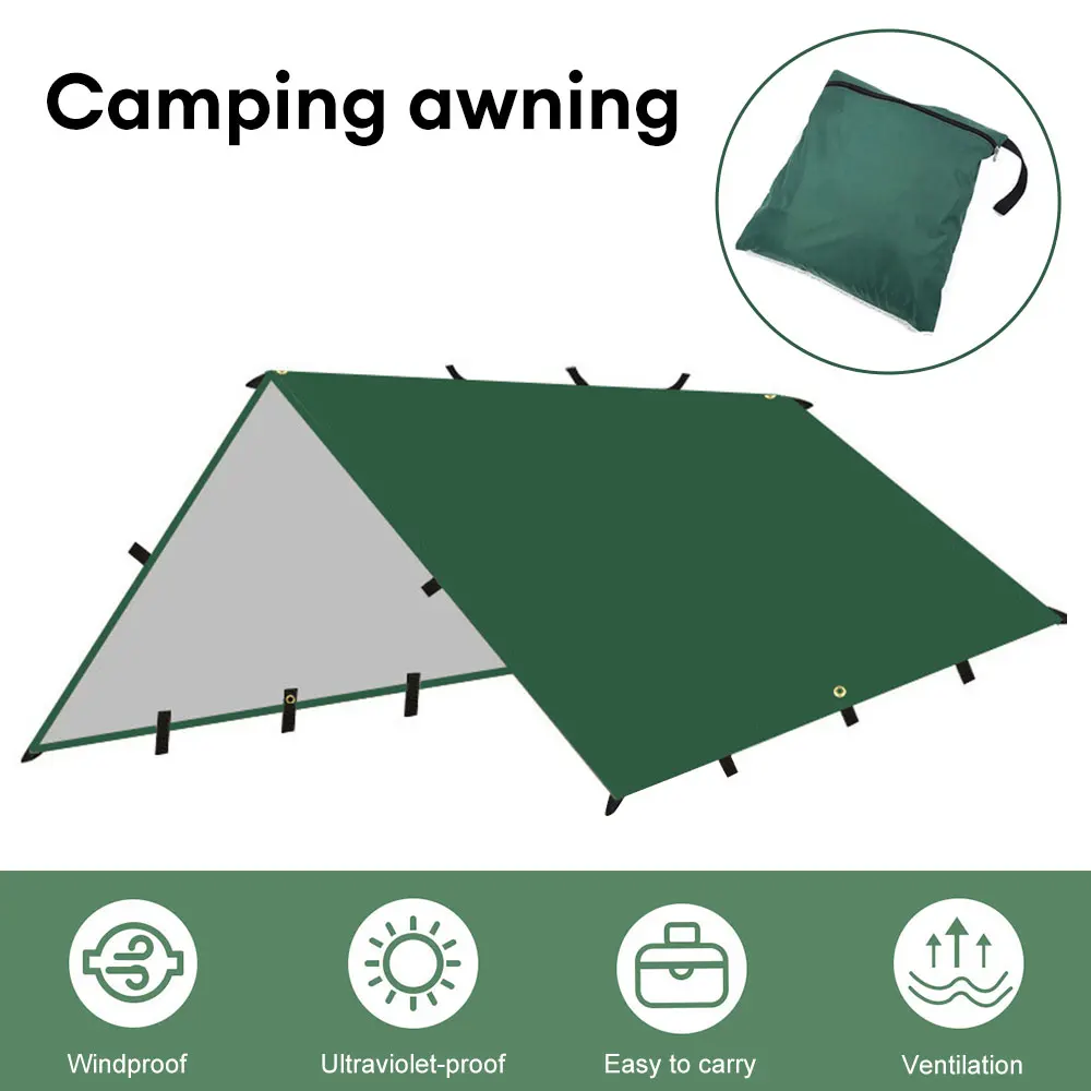 3x4m 3x3m Waterproof Awning 19 Hang Points Tent Tarp Survival Sun Shelter Shade Canopy Outdoor Backpacking Camping SunShade