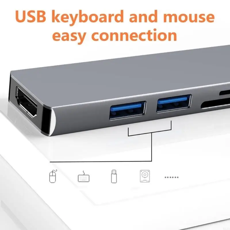 WXTA USB Docking Station Digital Multiport Adapter Dongle USB C HUB Splitter for Laptop C Dongle with USB2.0 Port