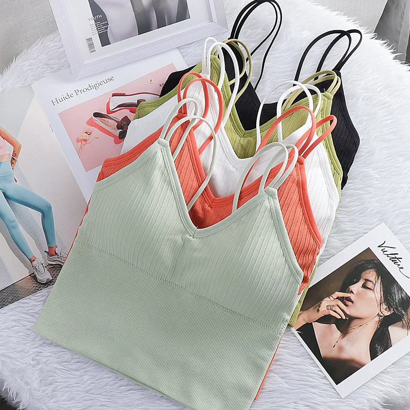 Women's Cotton Underwear Tube Tops Sexy Solid Color Top Girls' Steel Ring Free Sports Tank Top Woman Comfort Strap Sexy Lingerie