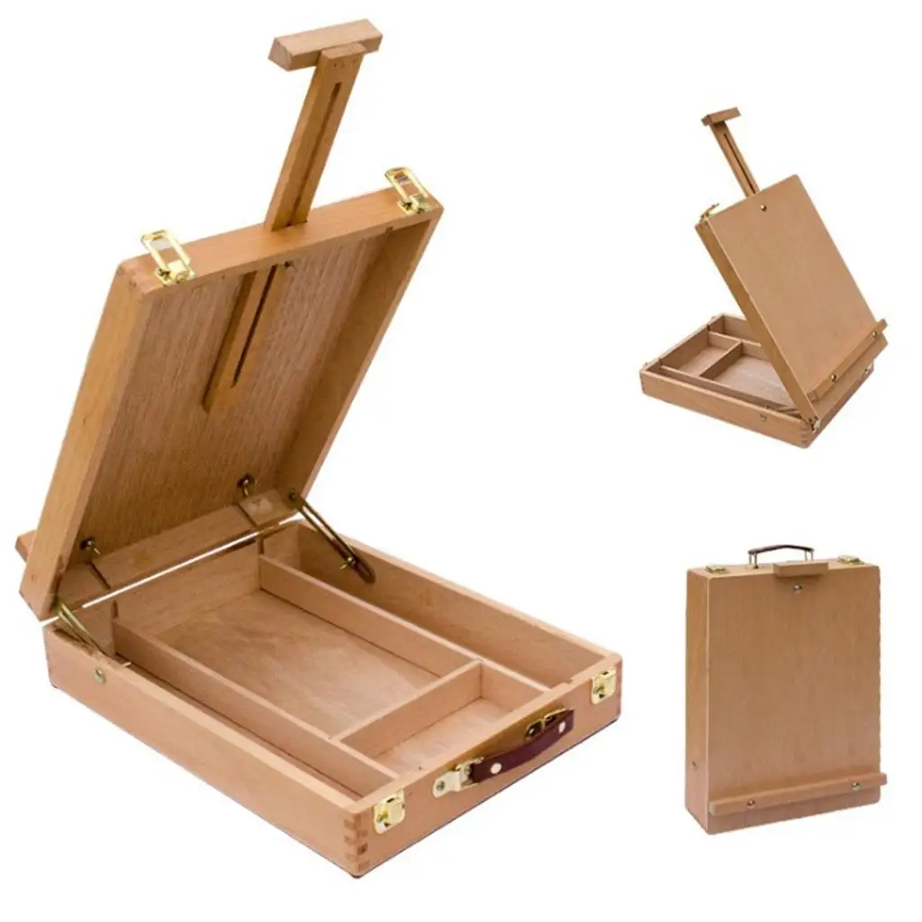 Portable Art Easel with Storage Adjustable Tabletop Wooden Painting Box for Artist Sketching and Drawing