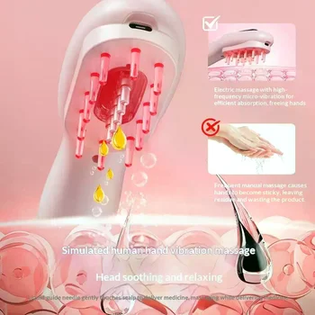 Electric Hair Growth Massage Comb With Hair Oil Dispenser Red Blue Light Therapy High Frequency Vibration Scalp Massager 1