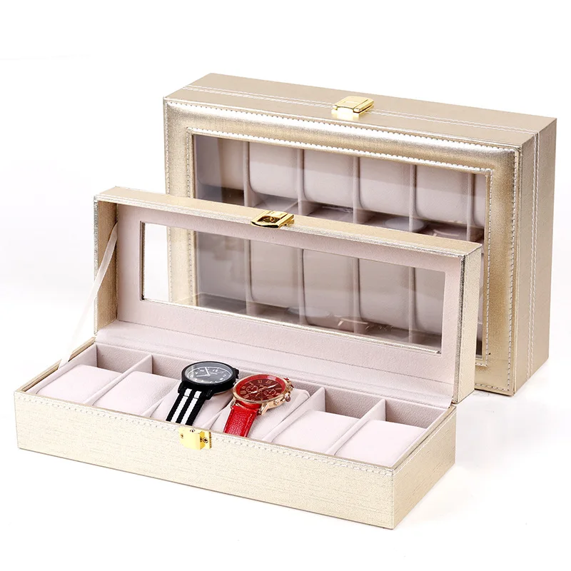 

Luxury 6/12 Grids Handmade Colorful PU Leather Watch Clock Box Jewelry Holder Storage Case for Watch Holding Watch Display Boxes