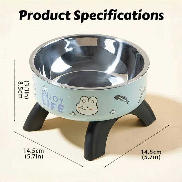 Stainless Steel Pet Bowl – Anti-Tip Elevated Design with Non-Slip Silicone Base & Chew-Proof Edge for Small Cats/Dogs Feeding 4