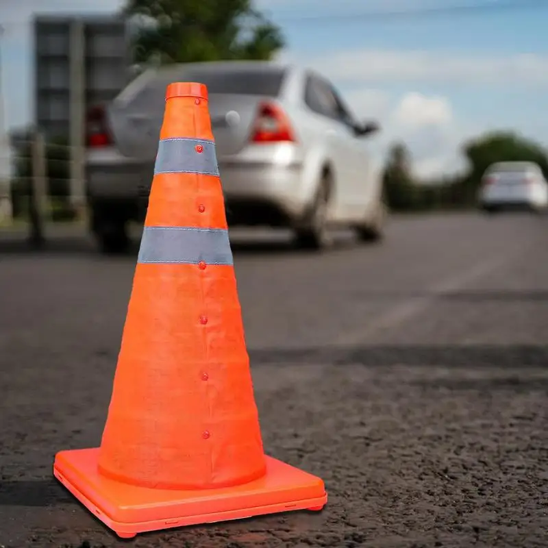 Traffic Safety Cones 17.7inch Collapsible Traffic Cones Popup Extendable Driving Caution Cones With Reflective Safety Strips