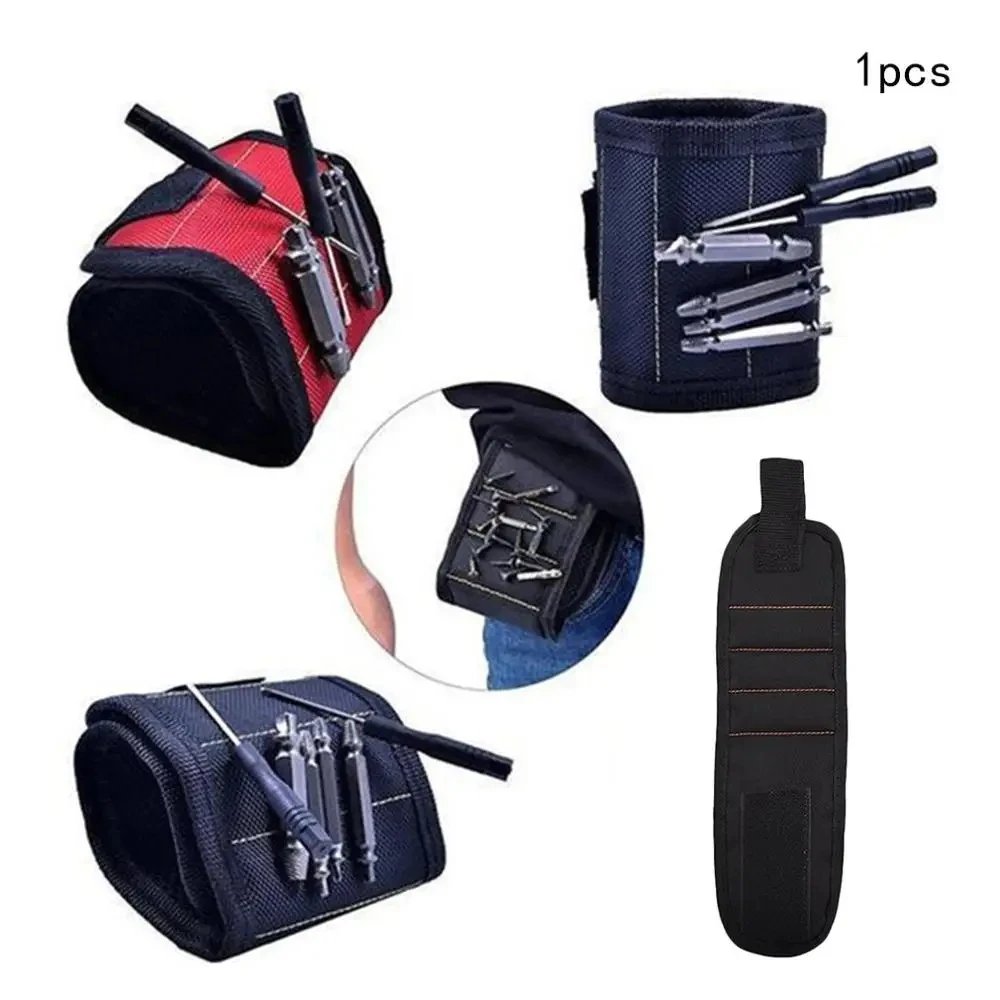 Woodworking Magnetic Wristband Portable Tool Bag Electrician Wrist Tool Belt Screws Nails Drill Bits Holder Repair Tools magnetic wristband