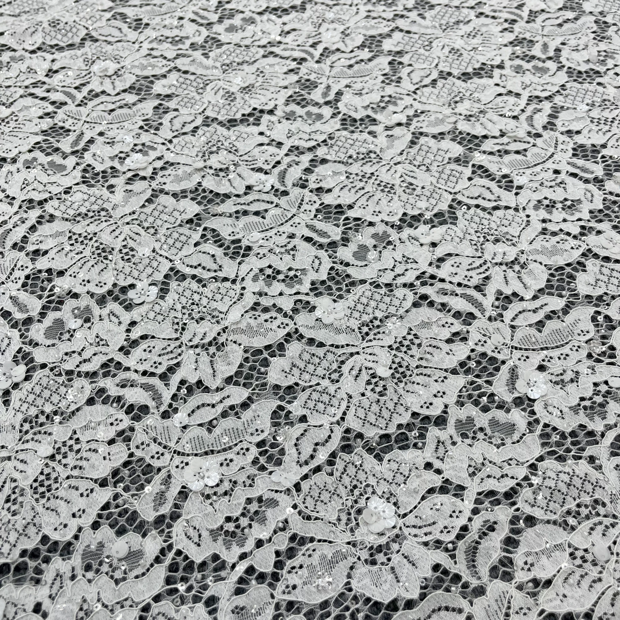 New Sequins Beads French Lace Embroidery High-end Wedding Evening Lace Fabric Customized Women\'s Dresses