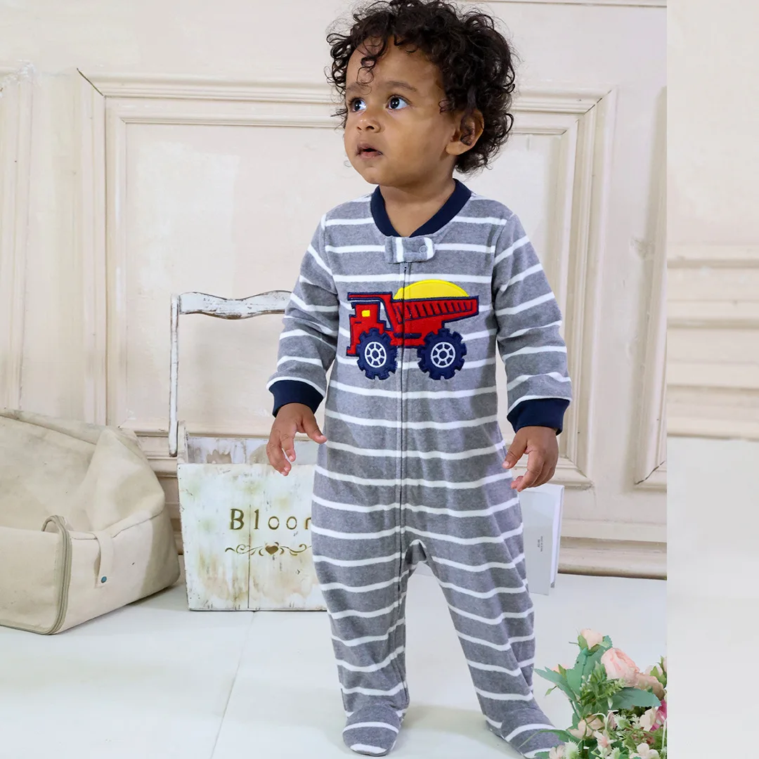 Autumn Baby Boy Rompers Clothes Zipper Fleece Warm Pajamas Newborn Outfit Dinosaur Jumpsuit Infants Boy Clothing 0 -12 Months 6