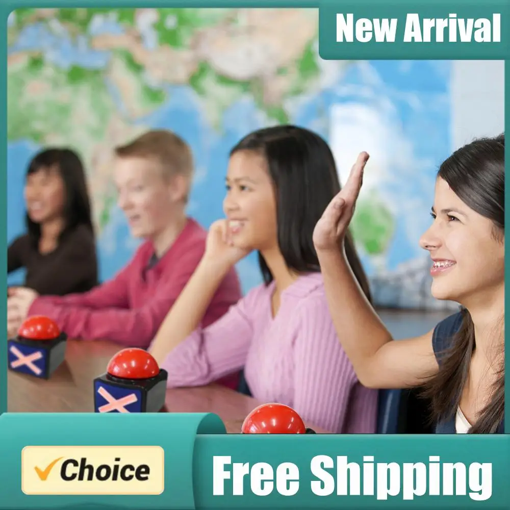 빨간색 알람 소리와 조명이 있는 플레이 버튼, 소리와 빛이 있는 퀴즈 경쟁 게임..