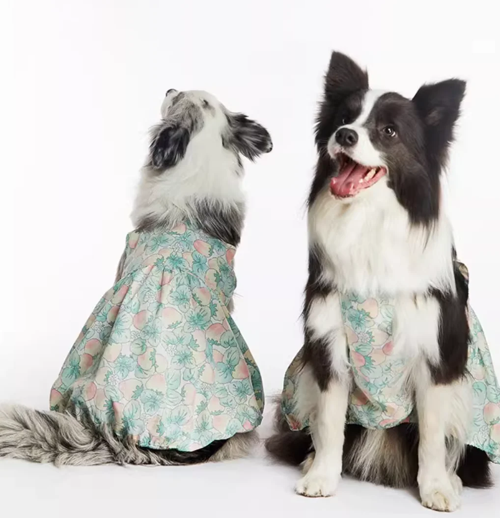 Cute Cat and Dog Clothes, Summer Flower Skirt, Chest Back, Big Dog, Bull Terrier, Grey Dog Clothes