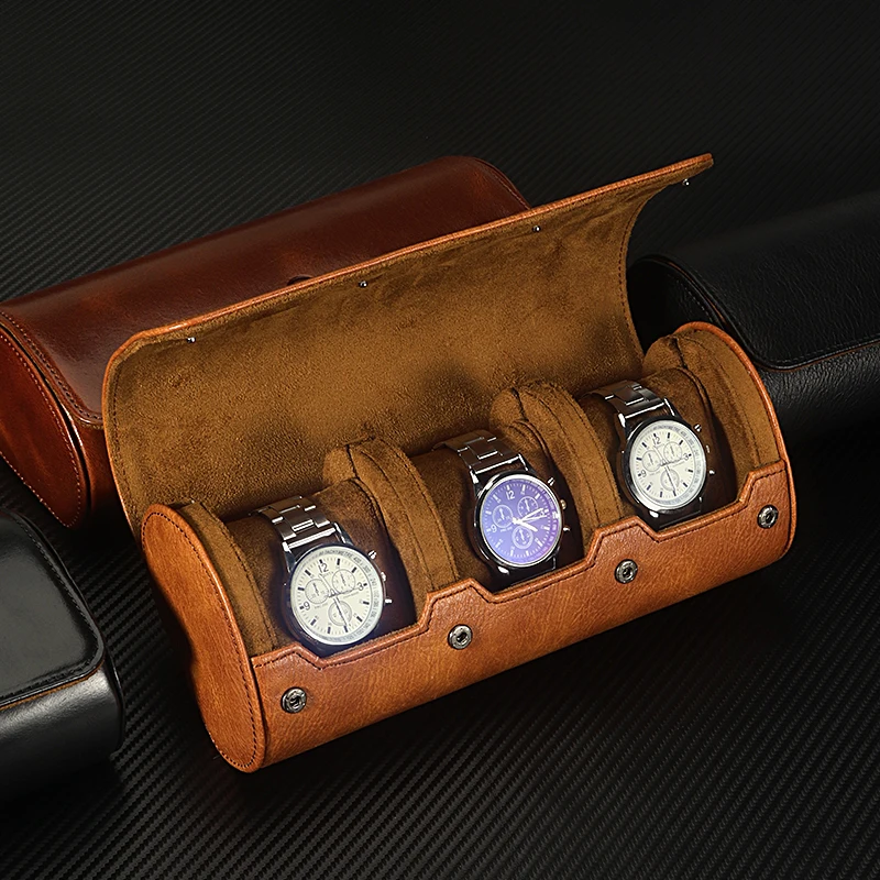 Travel Watch Case 🕰️ 3 Slots PU Leather Watch Organizer – Vintage Roll Travel Case – Po... - SKU TWC02256 - UGI P...