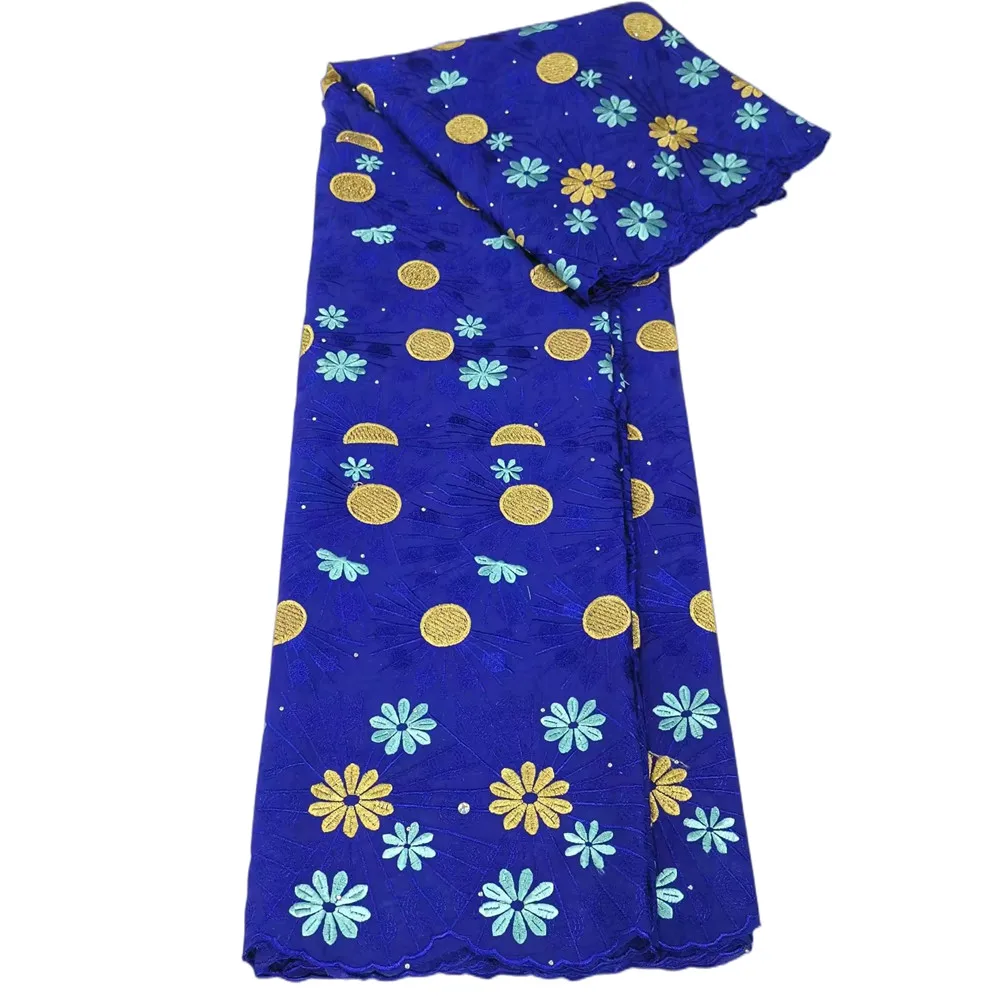 

African 100% Cotton Lace Fabric 2022 High Quality Swiss Voile Lace Fabric 5 Yards Nigerian Lace Fabrics Dress For Women L5-27