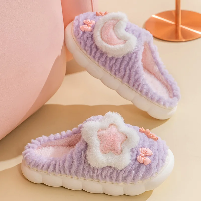 Soft Plush House Slippers Warm Plush Women's Winter Indoor Shoes Cloud Slipper Thick Platform Fluffy Women home Cotton Slides