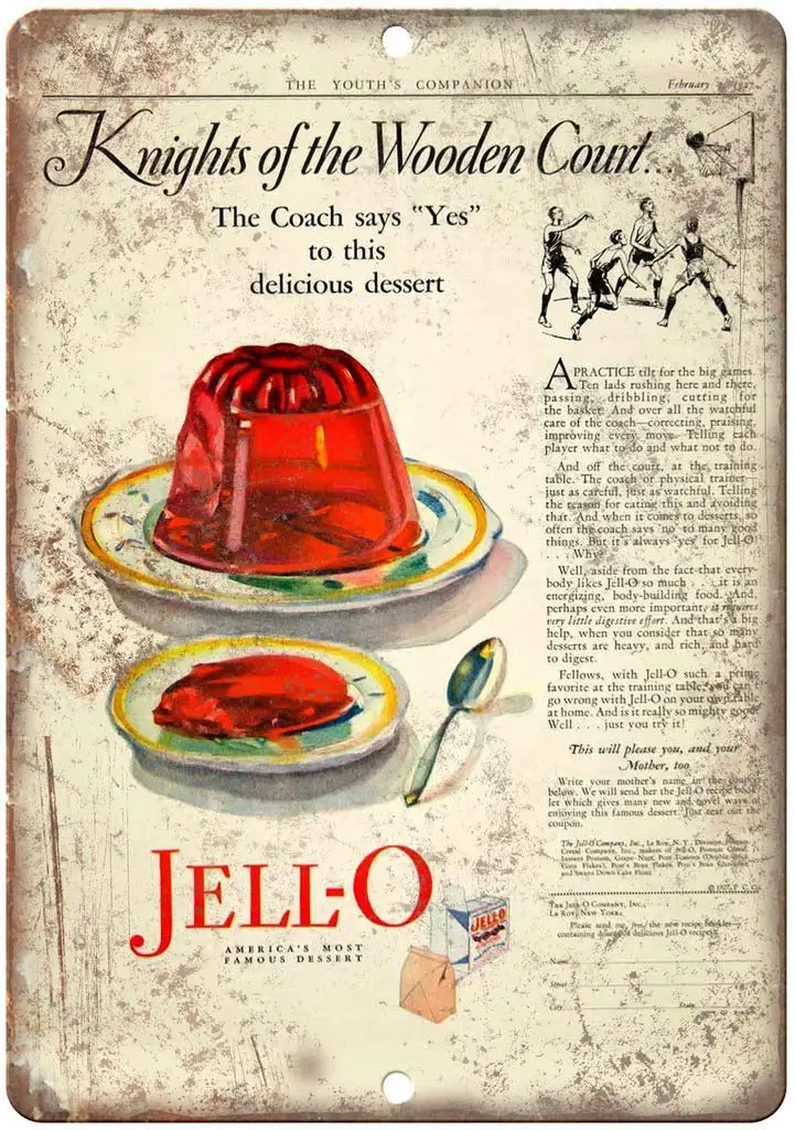 

Vintage Metal Signs for Garage 12 x 8 Inches Jell-O Deser, Metal for Outdoor Danger Sign Tin Meatl Sign Art Plaque Kitchen Home