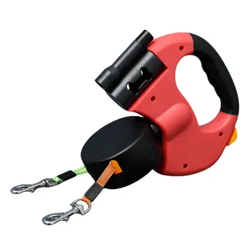 Double Headed Dog Leash Dog Walking Leash 360 Degree Swivel Dual Pet Leash with LED Light Retractable Dog Leash for 2 Dogs 2