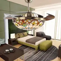 Ventilateur de plafond LED invisible Tiffany, moderne, simple, silencieux, avec télécommande, pour salon, salle à manger, chambre à coucher 5