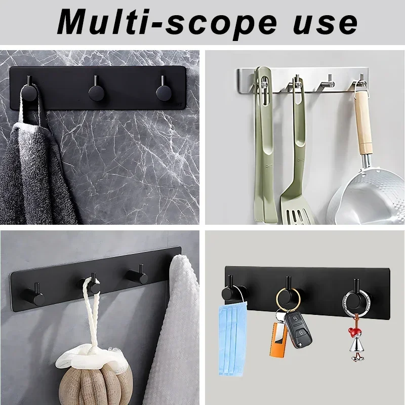 Self Adhesive Robe Hook Wall Mounted Hook Rustproof Storage Hanger Kicthen Bathroom Accessories Hanging Hooks Rack Organizer