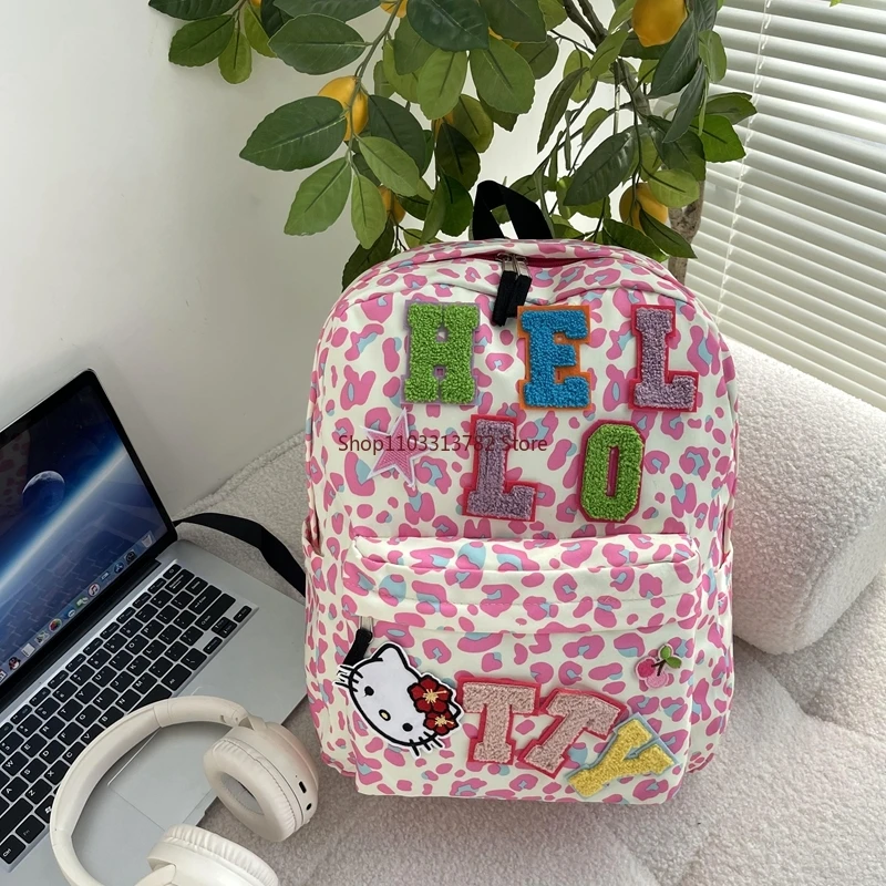 

Школьный ранец Hello Kitty для девочек, вместительный рюкзак для учеников младшей и старшей школы, милый студенческий рюкзак с Hello Kitty