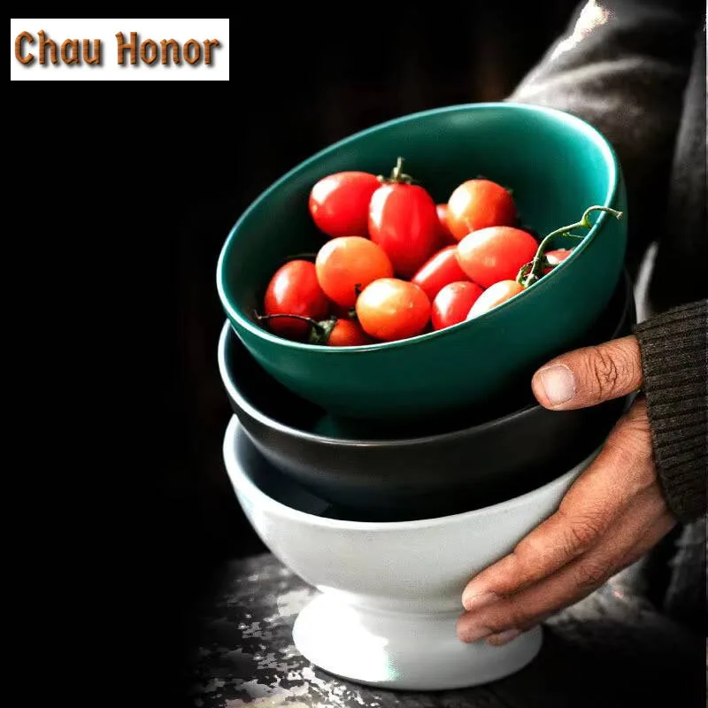 Japanese Style Turquoise Coarse Ceramic Creativity Tall Feet Plate Modern Nut Snack Dishes Coffee Table Desktop Dessert Plates