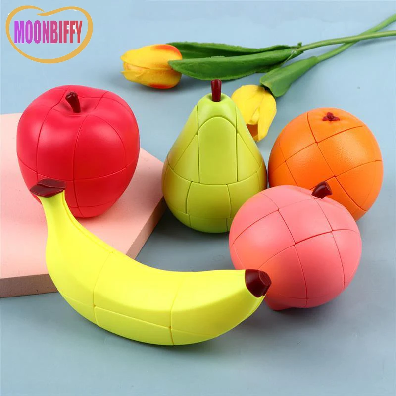 

1PC Fruits Strange-Shape Cubes Puzzle Magic Lemon Banana Orange Peach Pear Banana Educational Cubos Children's Educational Toys