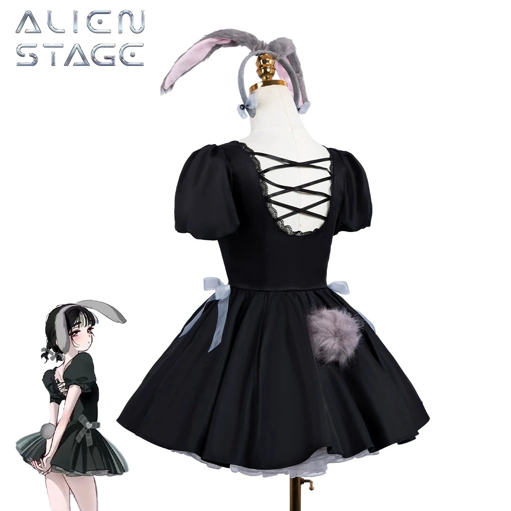 Generic Rabbit-Eared Black Dress Cosplay Costume for Halloween and Parties