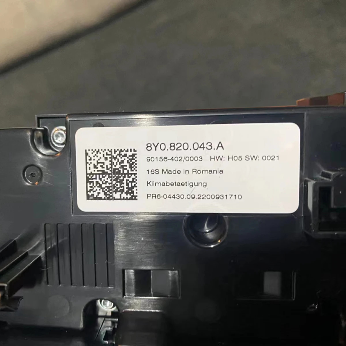 For Audi A3 8Y Automatic air conditioner switch Air conditioning control panel 8Y0 820 043A