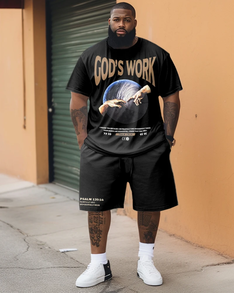 Biggmans Fashion Leisure Big And Tall Vest Blue Skeleton Top Set For Summer  Men's Clothing Short sleeve Man Plus Size 9Xl