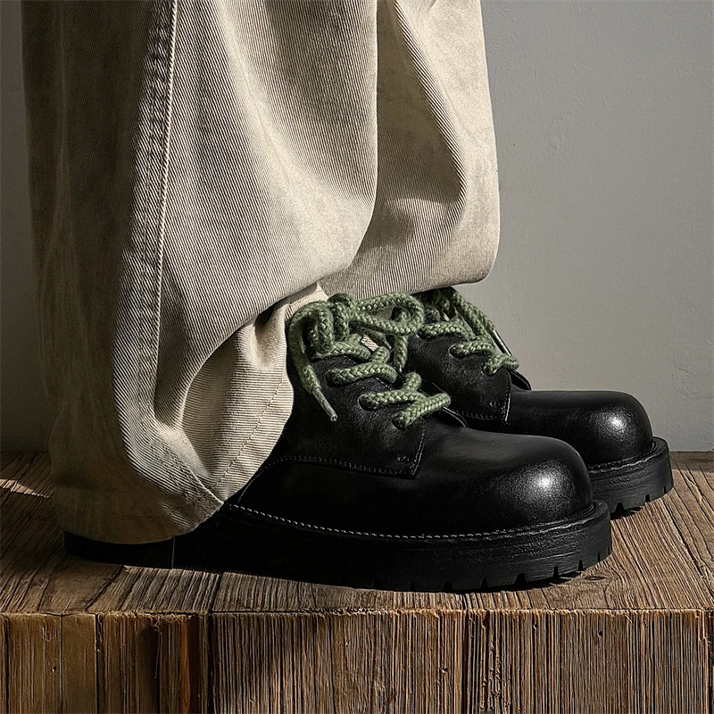 Men's Leather Casual Shoes Thick Soled Fashion Designer Style_voghion.com