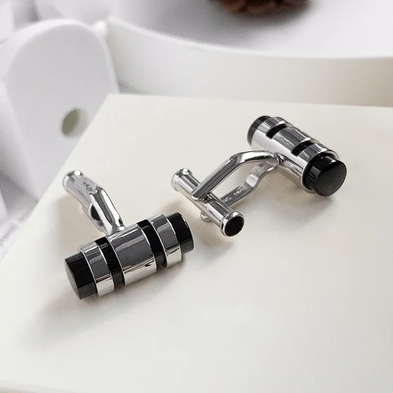 Cuff Links MB Precision Steel Engraved Letter 1:1 High Quality Black Man Shirt Cufflinks Classic Buttons With Box Set
