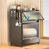 dustproof dish drying rack with cabinet