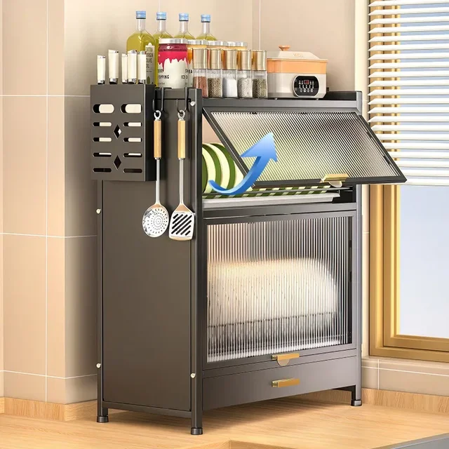 dustproof dish drying rack with cabinet