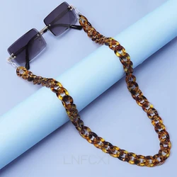 Gold - Tone Matte Acrylic Glasses Lanyard Chain (Leopard)
