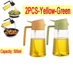 Versatile 500ml Oil Spray Bottle and Dispenser (Green - yellow)