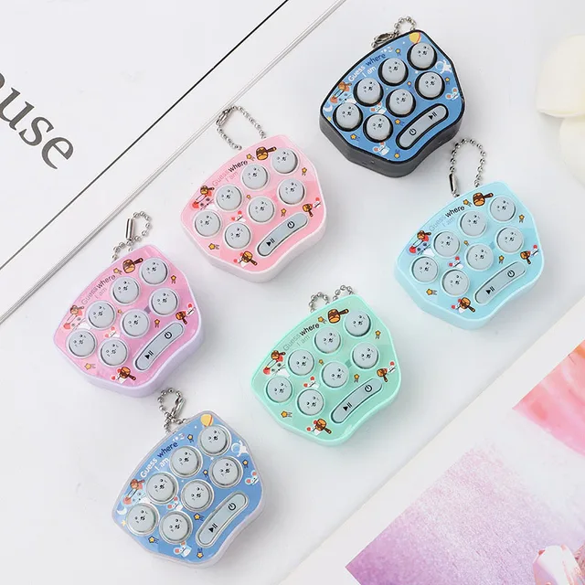 Pocket Mini Whack-a-mole Game Console Adult Children Parent-child Interactive Leisure Puzzle Cute Cartoon Toy With Keychain XPY 3