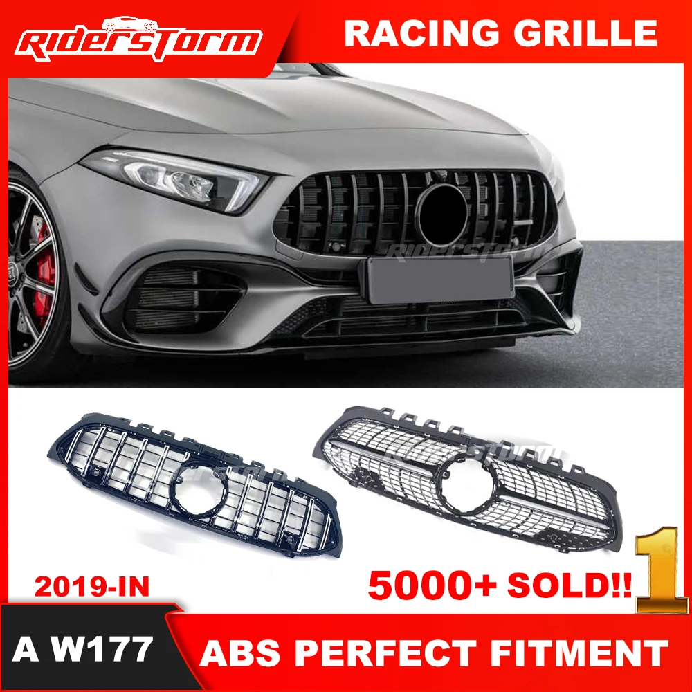 Griglia Paraurti Anteriore Stile GT Nero Per Mercedes Classe A W177 A180 A200 A250 A45 2018-2022