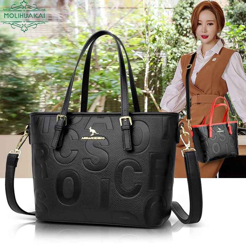 

Ladies Quality Leather Letter Shoulder Bags for Women 2022 Luxury Handbags Women Bags Designer Fashion Large Capacity Tote Bag