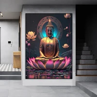 Classic Retro Sitting Lotus Buddha Posters and Prints Abstract Wall Art Picture Canvas Painting for Room Home Decoration 3