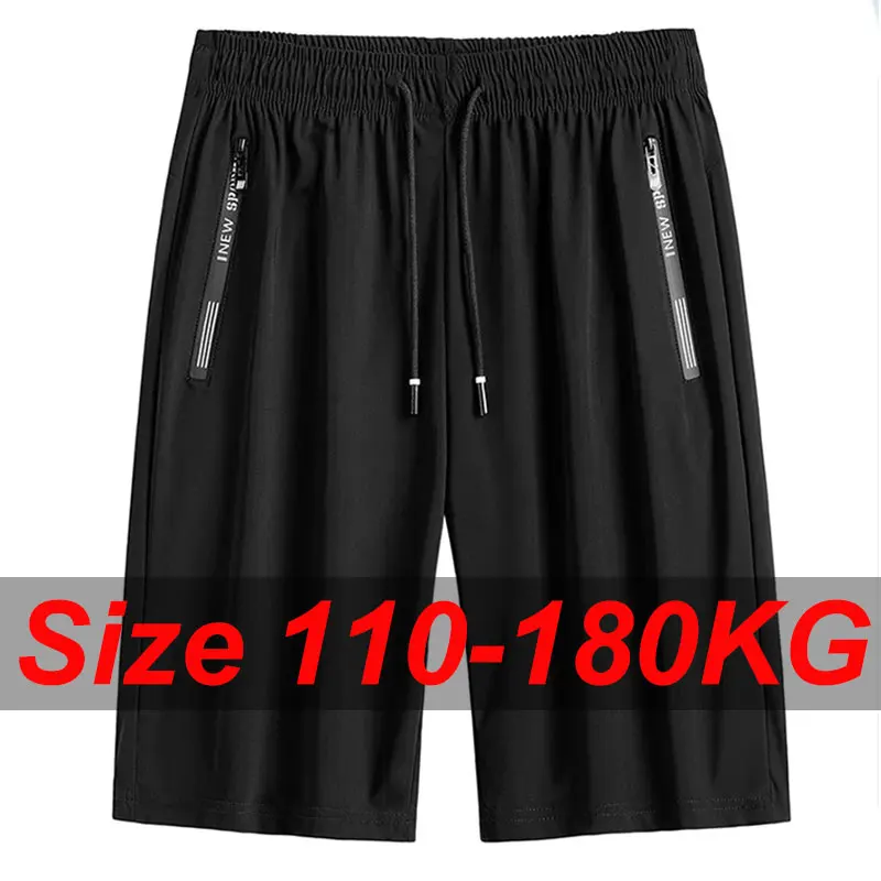 Männer Plus Größe Casual Shorts 6XL 7XL Große Größe Gym Shorts Eis Seide Stretchy Sommer Strand Kurze Hosen Schnell Trocknend männliche Kleidung 180KG
