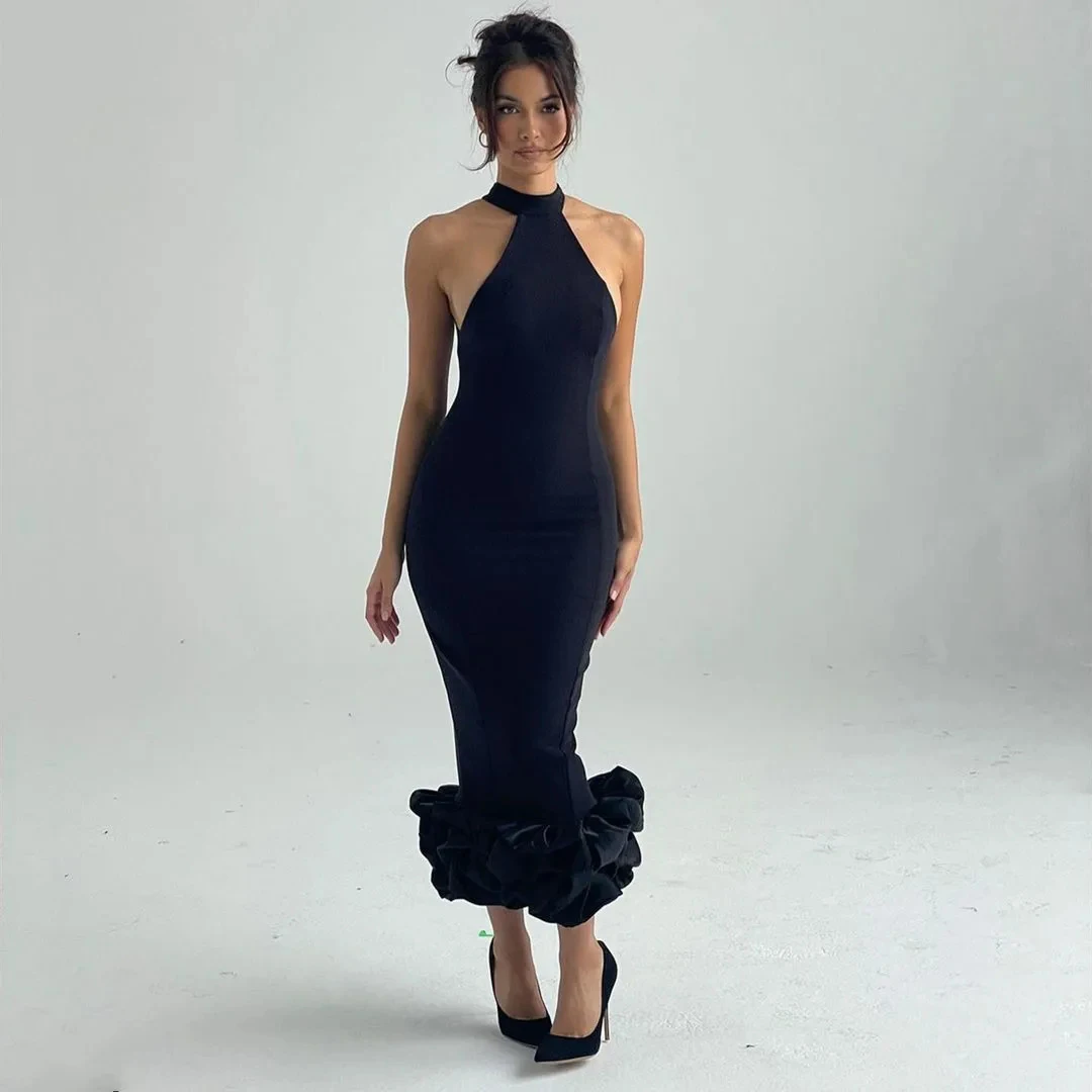 

Элегантные Короткие вечерние платья с лямкой на шее без рукавов